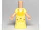 Lot ID: 388951372  Part No: 65203pb005  Name: Micro Doll, Body with Molded Bright Light Yellow Dress and Printed Yellow Panel, Gold Trim and Dots, Light Nougat Neck Pattern
