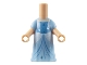 Lot ID: 353153126  Part No: 65203pb009  Name: Micro Doll, Body with Molded Bright Light Blue Dress and Printed Medium Blue Panel and Gathers, White Sides, Metallic Light Blue Sparkles and Dots, Light Nougat Neck Pattern