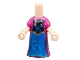 Lot ID: 398297861  Part No: 65203pb013  Name: Micro Doll, Body with Molded Magenta Dress and Printed Black Panel with Gold Trim over Blue Skirt with Medium Azure Flowers and Scalloped Hem Pattern