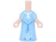 Part No: 65203pb019  Name: Micro Doll, Body with Molded Bright Light Blue Dress and Printed Blue Beaded Belt and Buttons, White Collar and Half Snowflake and Metallic Pink Accents Pattern