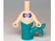 Part No: 65213pb01  Name: Micro Doll, Body Mermaid with Molded Dark Turquoise Tail and Printed Dark Purple and Medium Lavender Shells Bra, and Medium Nougat Navel Pattern