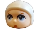 Part No: 6569pb02  Name: Mini Doll, Head, Modified Baby / Toddler with Molded White Cap and Printed Dark Orange Eyebrows and Bright Light Blue Eyes, Pursed Lips Pattern