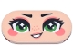 Part No: 66857pb117  Name: Tile, Round 2 x 4 Oval with Face, Black Eyebrows and Eyelashes, Green Eyes, Coral Eye Shadow, Cheeks and Lips, Open Mouth Smile Pattern (Rapunzel)