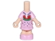 Lot ID: 405166074  Part No: 69969pb21  Name: Micro Doll, Body with Molded Bright Pink Short Layered Dress and Shoes and Printed Dark Blue Collar and Seeds, Red and Green Watermelon with Face Pattern