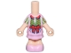 Part No: 69969pb23  Name: Micro Doll, Body with Molded Bright Pink Short Layered Dress and Shoes and Printed Bright Green Top with Red Rounded Collar and Bow and Dots Pattern