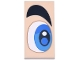 Lego part: Tile 2 x 4 with White, Blue and Dark Azure Eye and Thick Black Eyebrow Pattern Model Right Side (Super Mario Eye)