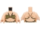 Part No: 973pb5903c01  Name: Torso Female Gold and Olive Green Bra and Loincloth, Shoulder Contours and Black Straps on Back Pattern / Light Nougat Arms / Light Nougat Hands