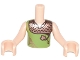 Part No: FTBpb018c01  Name: Torso Mini Doll Boy Lime Shirt with Copper Shoulders and Leaf Pattern, Light Nougat Arms with Hands with Dark Orange Elves Tattoo