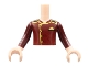 Lot ID: 344467246  Part No: FTBpb052c01  Name: Torso Mini Doll Boy Dark Red Jacket with Gold Trim Pattern, Light Nougat Arms with Hands with Dark Red Sleeves