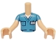 Lot ID: 404285064  Part No: FTBpb116c01  Name: Torso Mini Doll Boy Medium Blue Scrubs Top with Dark Blue Pockets and White ID Badge Pattern, Light Nougat Arms with Hands with Medium Blue Short Sleeves