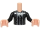 Part No: FTBpb154c01  Name: Torso Mini Doll Boy Black Suit Jacket, Vest and Tie, Dark Bluish Gray Pinstripes, Dark Silver Trim, White Shirt Pattern, Light Nougat Arms with Hands with Black Long Sleeves