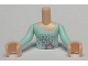 Part No: FTGpb003c01  Name: Torso Mini Doll Girl Light Aqua Long Vest Top with Star Pattern, Light Nougat Arms with Hands with Light Aqua Sleeves