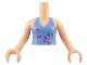 Part No: FTGpb008c01  Name: Torso Mini Doll Girl Medium Blue Halter Top with Paw and 2 Butterflies Pattern, Light Nougat Arms with Hands