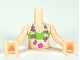 Part No: FTGpb024c01  Name: Torso Mini Doll Girl Lime Bikini Top with Magenta and White Lei Pattern, Light Nougat Arms with Hands