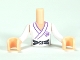 Lot ID: 136115740  Part No: FTGpb025c01  Name: Torso Mini Doll Girl White Karate Top with Black Belt Pattern, Light Nougat Arms with Hands with White Sleeves