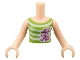 Part No: FTGpb032c01  Name: Torso Mini Doll Girl Green Vest Top with White Stripes and Magenta Dolphin and Starfish Pattern, Light Nougat Arms with Hands