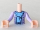 Part No: FTGpb033c01  Name: Torso Mini Doll Girl Medium Lavender Jacket with Bright Light Blue Scarf Pattern, Light Nougat Arms with Hands with Lavender Sleeves