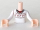 Lot ID: 393901782  Part No: FTGpb034c01  Name: Torso Mini Doll Girl White Sweater Fair Isle with Red Moose Pattern, Light Nougat Arms with Hands with White Sleeves