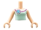 Lot ID: 410773674  Part No: FTGpb037c01  Name: Torso Mini Doll Girl Light Aqua Vest Top with Flower Pattern, Light Nougat Arms with Hands