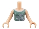 Lot ID: 375453149  Part No: FTGpb040c01  Name: Torso Mini Doll Girl Sand Green Vest Top with Flower and Butterfly Pattern, Light Nougat Arms with Hands