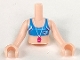 Part No: FTGpb046c01  Name: Torso Mini Doll Girl Blue Bikini Top With Whistle Pattern, Light Nougat Arms with Hands