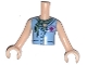 Lot ID: 146076574  Part No: FTGpb055c01  Name: Torso Mini Doll Girl Medium Blue Blouse Top with Magenta Cross Logo over Sand Green Shirt and Sand Green Scarf Pattern, Light Nougat Arms with Hands