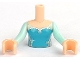 Part No: FTGpb059c01  Name: Torso Mini Doll Girl Medium Azure Top with Silver Icons Pattern, Light Nougat Arms with Hands with Light Aqua Sleeves