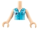 Lot ID: 378911538  Part No: FTGpb070c01  Name: Torso Mini Doll Girl Medium Azure Blouse Top with Dark Blue Cross Logo and Animal Paw over White Shirt Pattern, Light Nougat Arms with Hands