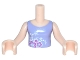 Part No: FTGpb072c01  Name: Torso Mini Doll Girl Lavender Top with Dark Pink and White Flowers Pattern, Light Nougat Arms with Hands