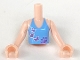 Lot ID: 398024939  Part No: FTGpb073c01  Name: Torso Mini Doll Girl Medium Blue Halter Top with Medium Lavender Paw Print and 3 Butterflies Pattern, Light Nougat Arms with Hands