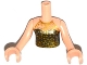 Lot ID: 228713370  Part No: FTGpb079c01  Name: Torso Mini Doll Girl Pearl Dark Gray Halter Top with Gold Trim, Spots and Stars Pattern, Light Nougat Arms with Hands