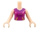 Lot ID: 365450295  Part No: FTGpb096c01  Name: Torso Mini Doll Girl Magenta Top with Strings and Front Pockets Pattern, Light Nougat Arms with Hands