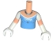 Part No: FTGpb101c01  Name: Torso Mini Doll Girl Bright Light Blue Top, Stars, Silver Necklace Pattern, Light Nougat Arms with Hands with White Short Sleeves and Gloves