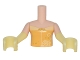 Part No: FTGpb106c01  Name: Torso Mini Doll Girl Bright Light Orange Top with Rose Trim Pattern, Light Nougat Arms with Hands with Bright Light Yellow Gloves