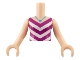 Part No: FTGpb110c01  Name: Torso Mini Doll Girl Magenta and White V-Stripe Top with Medium Azure Necklace with Heart Pendant Pattern, Light Nougat Arms with Hands