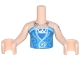 Part No: FTGpb118c01  Name: Torso Mini Doll Girl Blue Strapless Top, Light Aqua Trim, Silver Necklace Pattern, Light Nougat Arms with Hands with Dark Azure Tattoo