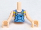 Part No: FTGpb136c01  Name: Torso Mini Doll Girl Medium Blue Overalls over Striped Tank Top Pattern, Light Nougat Arms with Hands