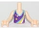 Lot ID: 404885530  Part No: FTGpb139c01  Name: Torso Mini Doll Girl Dark Purple Halter Top with Stars and Dark Azure, Yellow and White Rainbow Pattern, Light Nougat Arms with Hands