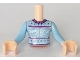 Part No: FTGpb149c01  Name: Torso Mini Doll Girl Bright Light Blue Fair Isle Sweater, Snowflakes Pattern, Light Nougat Arms with Hands with Bright Light Blue Sleeves