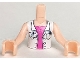 Lot ID: 407489059  Part No: FTGpb151c01  Name: Torso Mini Doll Girl White Blouse Top with ID Card over Bright Pink Shirt Pattern, Light Nougat Arms with Hands