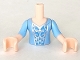 Part No: FTGpb167c01  Name: Torso Mini Doll Girl Bright Light Blue Top, Silver Scrolls on Medium Blue Inset Pattern, Light Nougat Arms and Hands with Bright Light Blue Short Sleeves