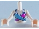 Part No: FTGpb194c01  Name: Torso Mini Doll Girl Magenta and Medium Blue Swimsuit Top Pattern, Light Nougat Arms with Hands