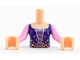 Part No: FTGpb204c01  Name: Torso Mini Doll Girl Medium Lavender Top with Dark Purple Jacket and Lacing Pattern, Light Nougat Arms with Hands with Bright Pink Sleeves