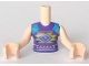 Lot ID: 278428380  Part No: FTGpb208c01  Name: Torso Mini Doll Girl Dark Purple Shirt and Dark Azure Shoulders with Orange and Lime Diamonds and Triangles Pattern, Light Nougat Arms with Hands