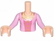 Minidoll Torso Girl with Pink Dress, Dark Pink Under Shirt, Laces Print, Light Nougat Arms and Hands