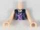 Lot ID: 391944106  Part No: FTGpb217c01  Name: Torso Mini Doll Girl Medium Lavender Top with White Birds, Sand Blue Vest Pattern, Light Nougat Arms with Hands