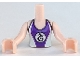 Part No: FTGpb228c01  Name: Torso Mini Doll Girl Light Aqua and Dark Purple Wetsuit with Seahorse Logo Pattern, Light Nougat Arms with Hands