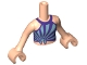 Part No: FTGpb237c01  Name: Torso Mini Doll Girl Dark Purple Swimsuit Top with Metallic Light Blue Flashing Pattern, Light Nougat Arms with Hands