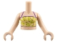 Lot ID: 387968073  Part No: FTGpb285c01  Name: Torso Mini Doll Girl Yellowish Green Top with Vines and Metallic Purple Circles Pattern, Light Nougat Arms with Hands