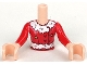 Lot ID: 303392751  Part No: FTGpb289c01  Name: Torso Mini Doll Girl Dark Red Top with Lace and Hearts Pattern, Light Nougat Arms with Hands with Red Sleeves